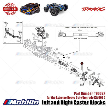 Traxxas Part #9032X Caster Blocks Extreme Heavy Duty Blue for 9080 Upgrade RC Ford ST Rally Rustler Slash Stampede