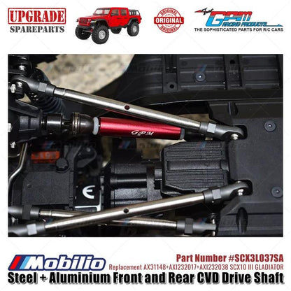 GPM Part #SCX3L037SA Steel & Aluminium Front Rear CVD Drive Shaft Upgrade RC Axial SCX10 III Jeep Gladiator Remote Motor Control Toy
