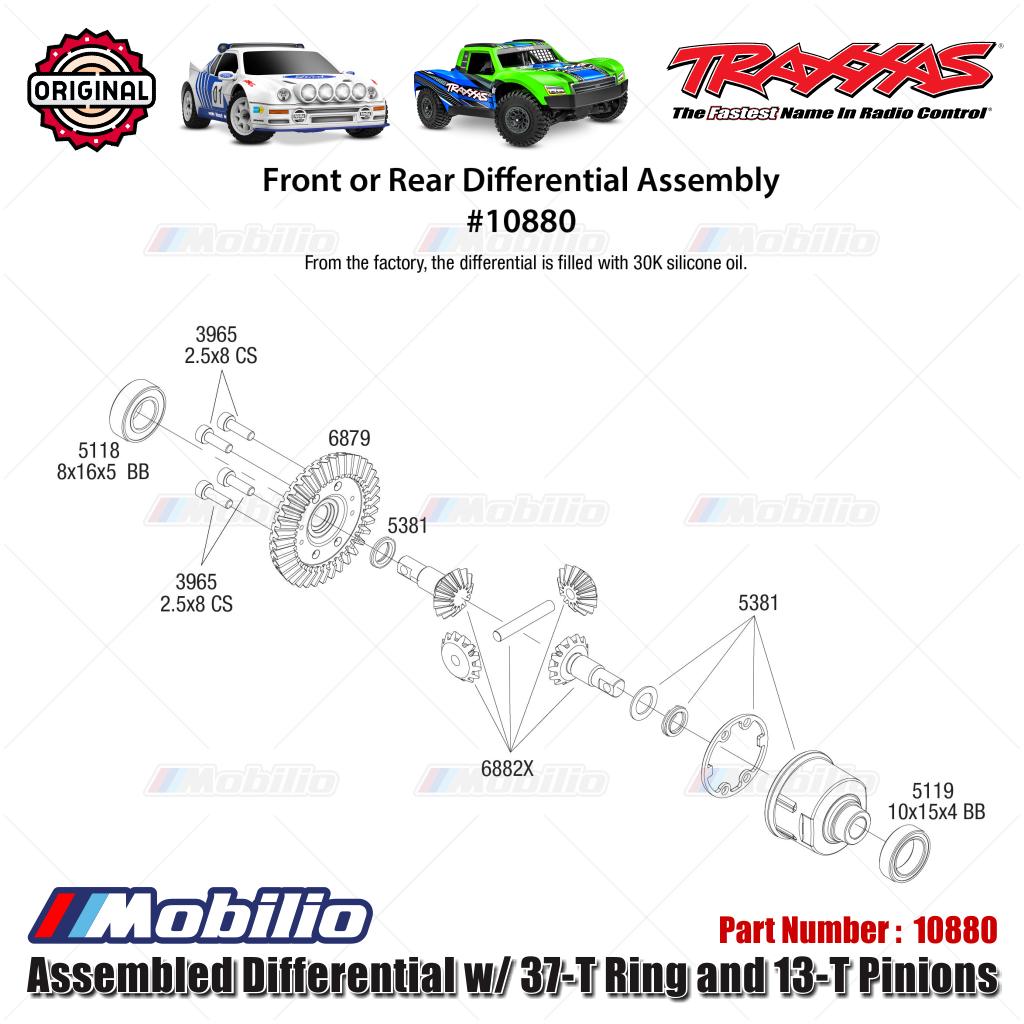 Traxxas Part #10880 Assembled Differential w/ 37-T Ring and 13-T Pinions