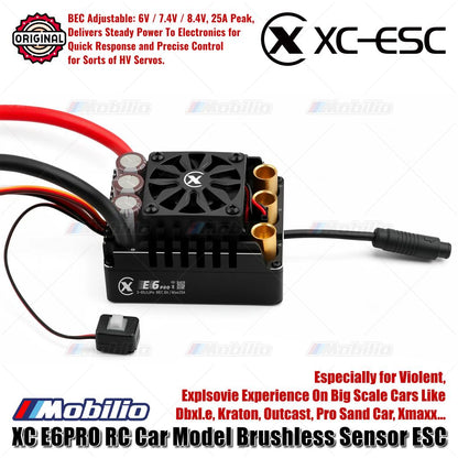 XC-ESC E6 PRO Brushless Sensored ESC untuk Mobil RC LiPo 3-8S 300A Berkelanjutan BEC 8A Puncak 25A