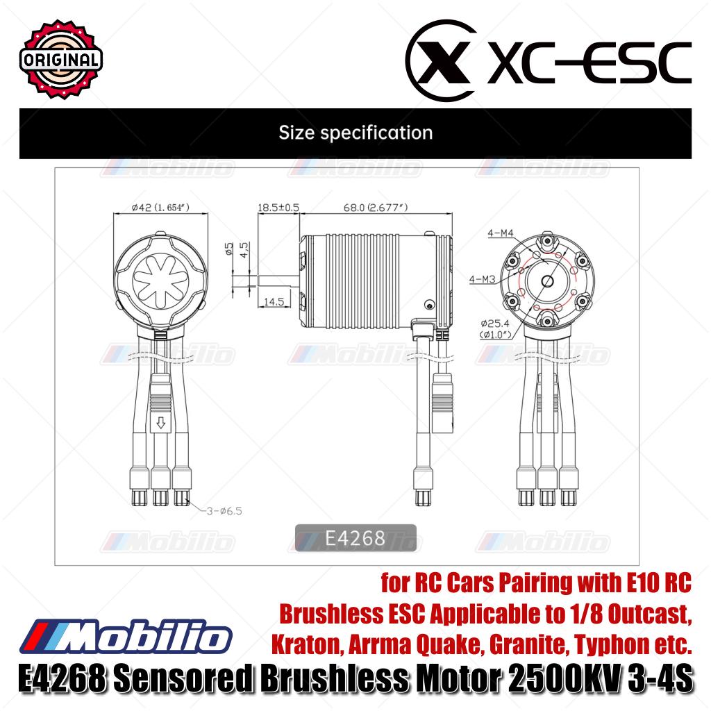 XC-ESC E4268 Motor Brushless Sensor 2000KV FOC 3–6S untuk RC Truk Off-Road 1/8 Monster 1/10
