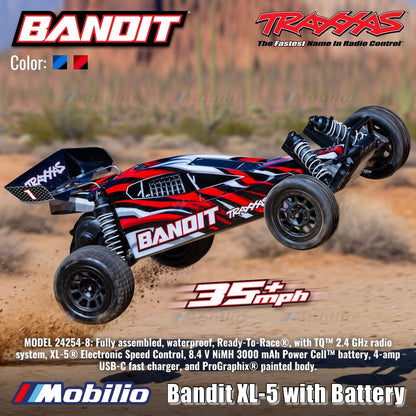 Traxxas 24254-8 Bandit XL-5 with Battery RC 2WD RC Race Buggy Fully Assembled Waterproof  Ready-To-Race RTR 2.4 GHz