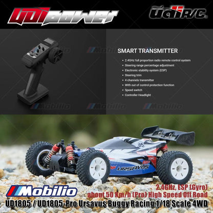 UDIR/C UD1805 / UD1805-Pro Ursavus Buggy Racing 1/18 Scale 4WD 2.4GHz ESP Gyro RC Car RTR