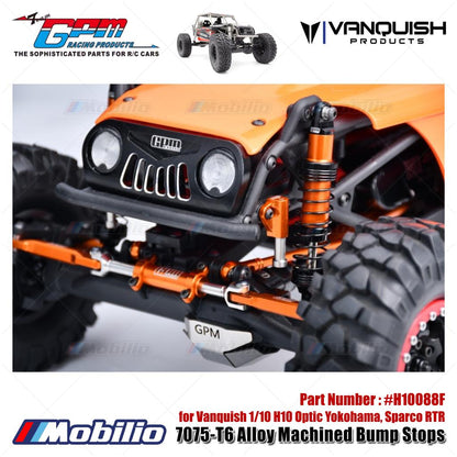 GPM Part #H10088F 7075-T6 Alloy Machined Bump Stops for Vanquish 1/10 H10 Optic Yokohama Sparco RTR