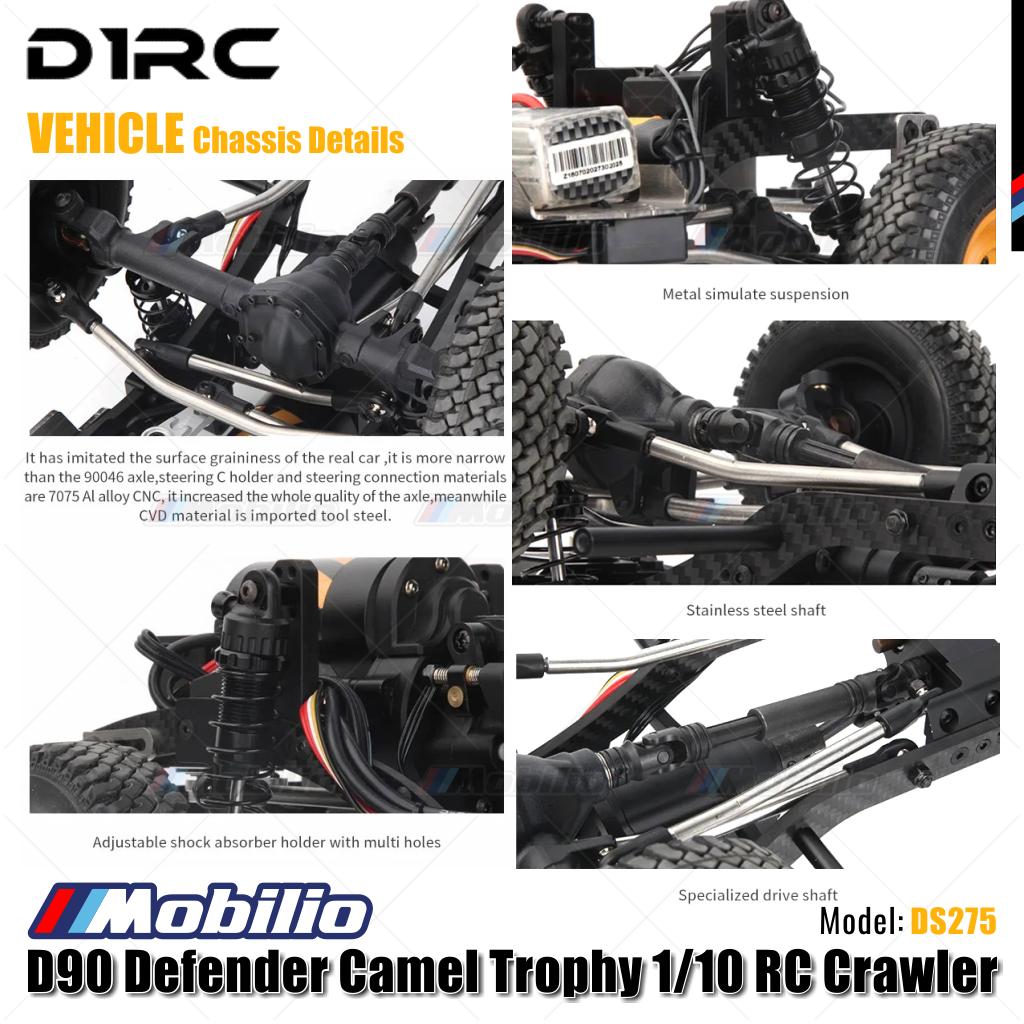 D1RC DS275 D90 Defender Camel Trophy 1/10 Scale 275mm Wheelbase RC Crawler Car Adventure