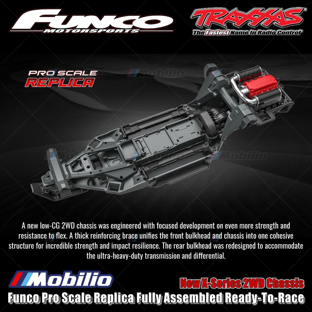 Traxxas 109076-4 Funco Pro Scale Replica Rakitan Lengkap Siap Balap (RTR) dengan Sistem Radio TQi 2.4 GHz, Sistem Tenaga Brushless VXL-8S, dan Bodi Clipless Replika Funco