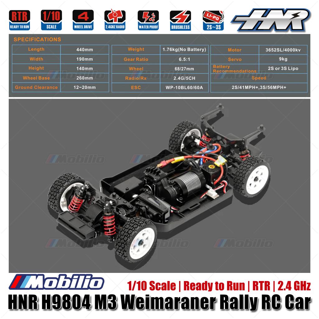 HNR H9804 M3 Weimaraner 1/10 Scale 4WD Brushless 2.4GHz RTR RC Rally Car