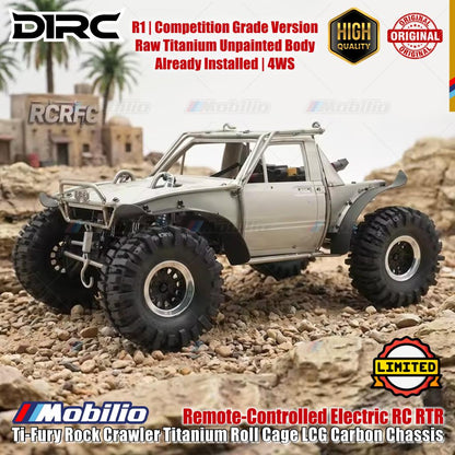 D1RC x RCRFC Ti-Fury RTR R1 Kompetisi Kelas 1/10 Extreme Crawler (Tidak Berwarna + Titanium Mentah) Rainforest Chariot Sudah Terpasang