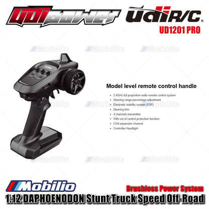 UDIR/C UD1201 PRO 1:12 DAPHOENODON Stunt Truck RC Speed Off-Road Brushless Power System RTR