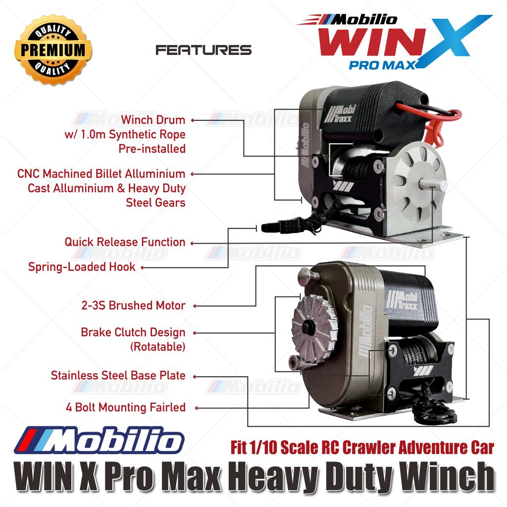Mobilio WIN X Pro Max Heavy Duty Winch Pas untuk Mobil Petualangan RC Crawler Skala 1/10