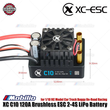 XC-ESC C10 120A Brushless ESC Baterai LiPo 2-4S untuk Mobil Model RC 1/10 Truk Buggy Balap On-Road
