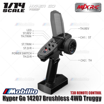 MJX Hyper Go 14207 62KPH Brushless 1:14 Scale Truck with Battery 2S 7.4V 3000mAh LiPo (included)