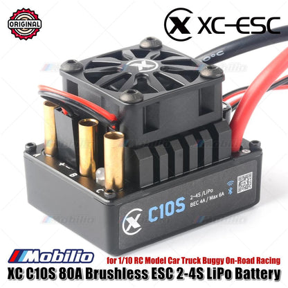 XC-ESC C10S 80A Brushless ESC Mendukung Baterai Lipo 2~4S untuk Mobil Model RC 1/10 Truk Buggy Balap On-Road