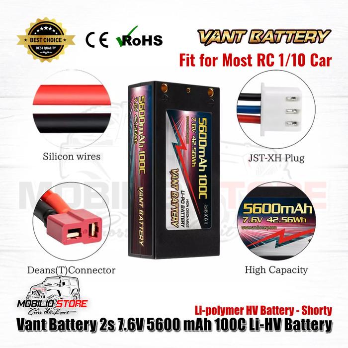 Baterai Vant 2S 7.6V 5600 mAh 100C Li-HV Li-Polimer HV Shorty