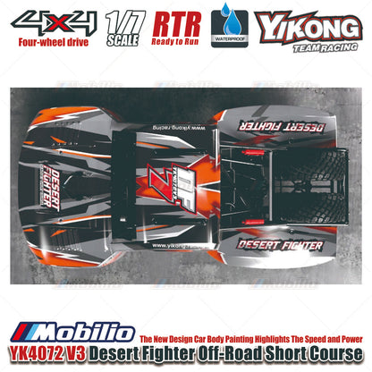 Yikong YK4072 V3 DF7 Desert Fighter 1:7 Scale Radio Control 4WD Off-Road Short Course
