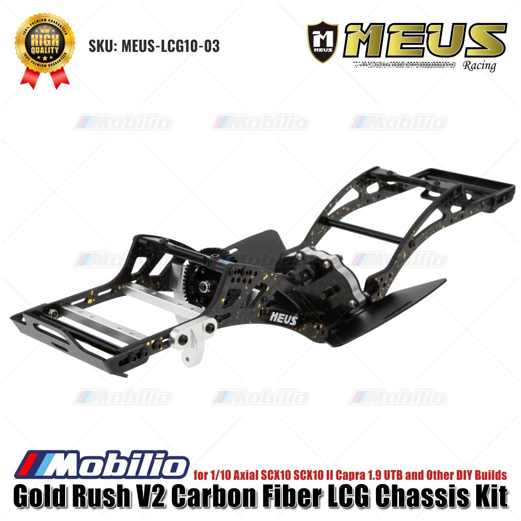 MEUS Racing Gold Rush V2 Carbon Fiber LCG Chassis Kit MEUS-LCG10-03 untuk 1/10 Axial SCX10 SCX10 II Capra 1.9 UTB dan Rakitan DIY Lainnya