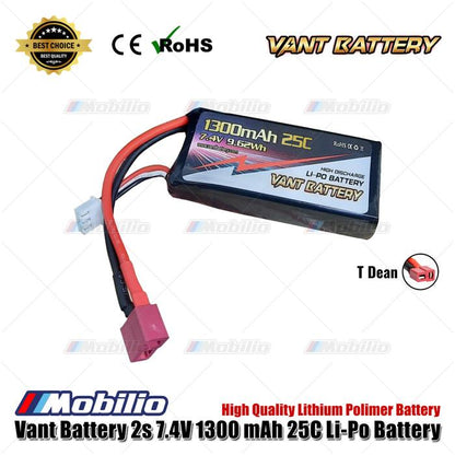 Baterai LiPo RC Vant 2S 7.4V 1300 mAh 25C Litium Polimer