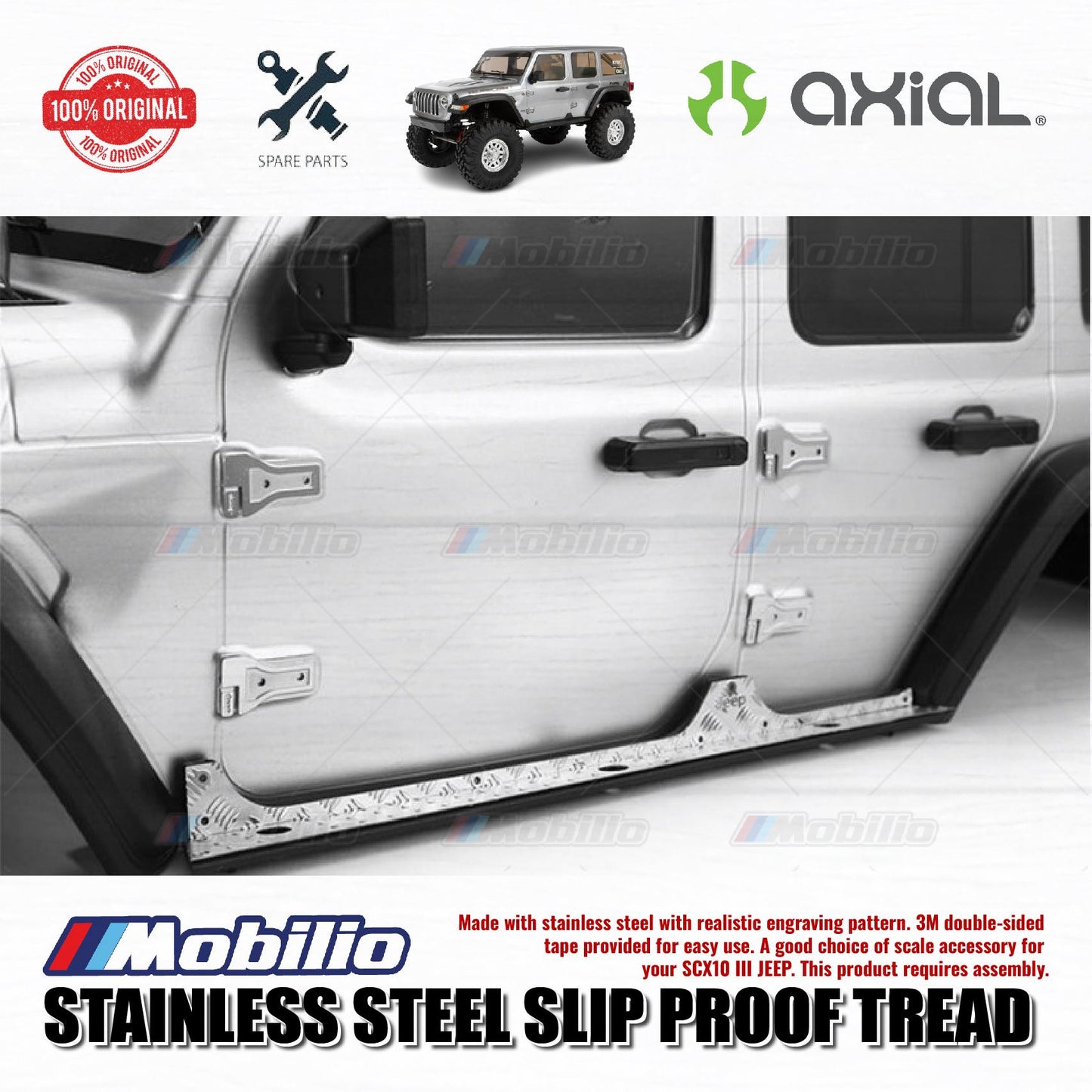 GPM Part #SCX3ZSP2 Stainless Steel Slip Proof Tread for Axial SCX10 III Jeep Wrangler