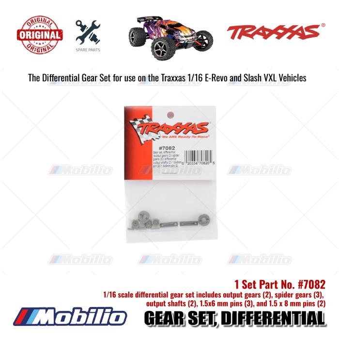 Traxxas Part #7082 Gear Set Differential (output gears (2)/ spider gears (3))/ differential output shafts (2)/ 1.5x6mm pin (3)/ 1.5x8mm pin (2) for RC 1/16 E-Revo 1/16 Slash 1/16 Summit