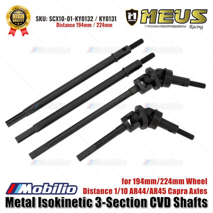 MEUS Racing Poros CVD Isokinetik Logam 3 Bagian untuk Jarak Roda 194mm/224mm Gandar Capra AR44/AR45 1/10