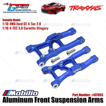 GPM Part #GT055 Aluminum Front Suspension Arms For 1/10 Traxxas Ford GT 4-Tec 2.0 83056-4 / 4-Tec 3.0 93054-4 Upgrade Parts
