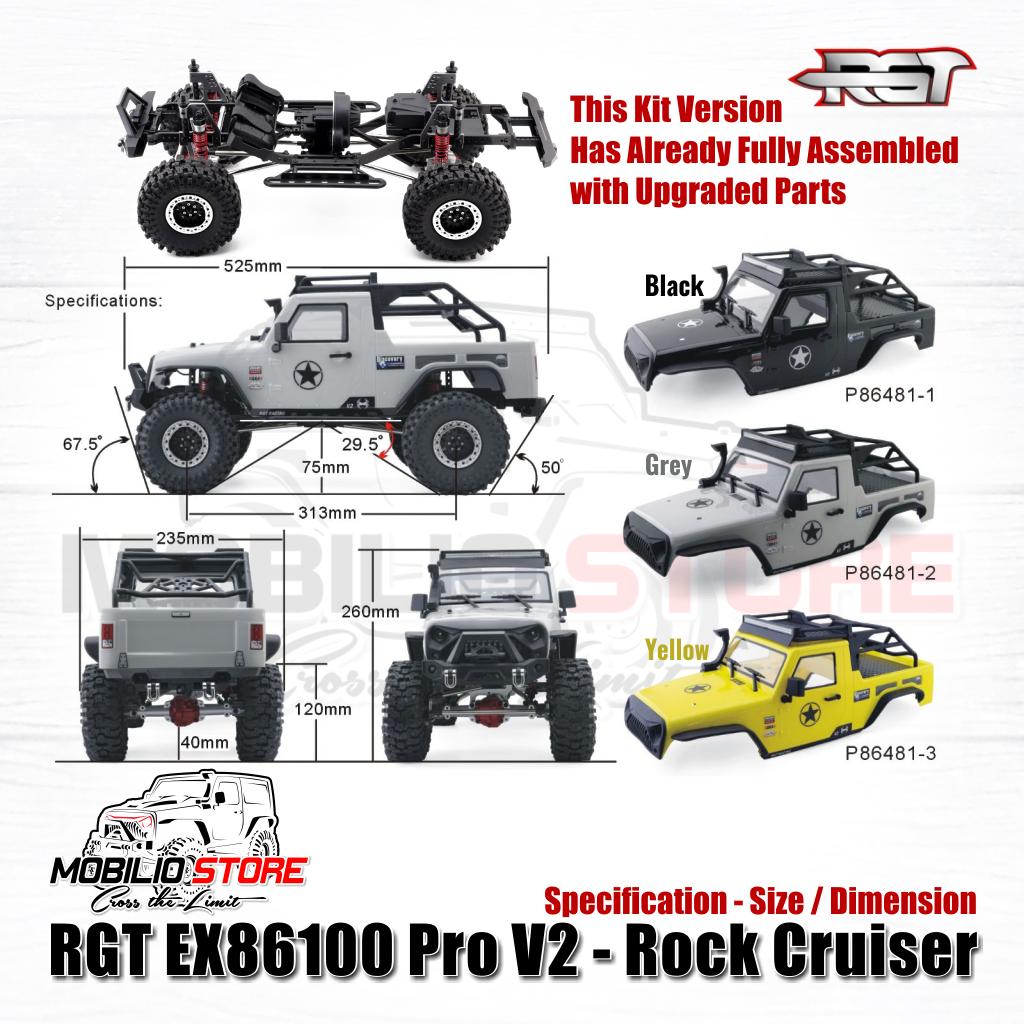 RGT EX86100 Pro V2 - Rock Cruiser Versi Kit RC Crawler Skala 1/10