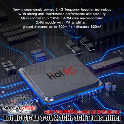 HotRC CT-4A 4-9V 2.4GHz 4CH Transmitter with F-04A PWM Receiver RC
