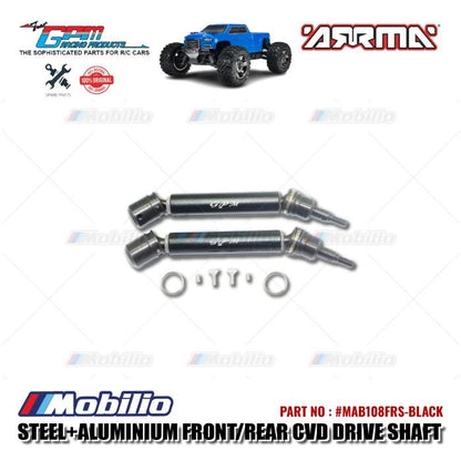 GPM Part #MAB108FRS Steel+Aluminium Front/Rear CVD Drive Shaft RC Upgrade Arrma Big Rock Vorteks Truck
