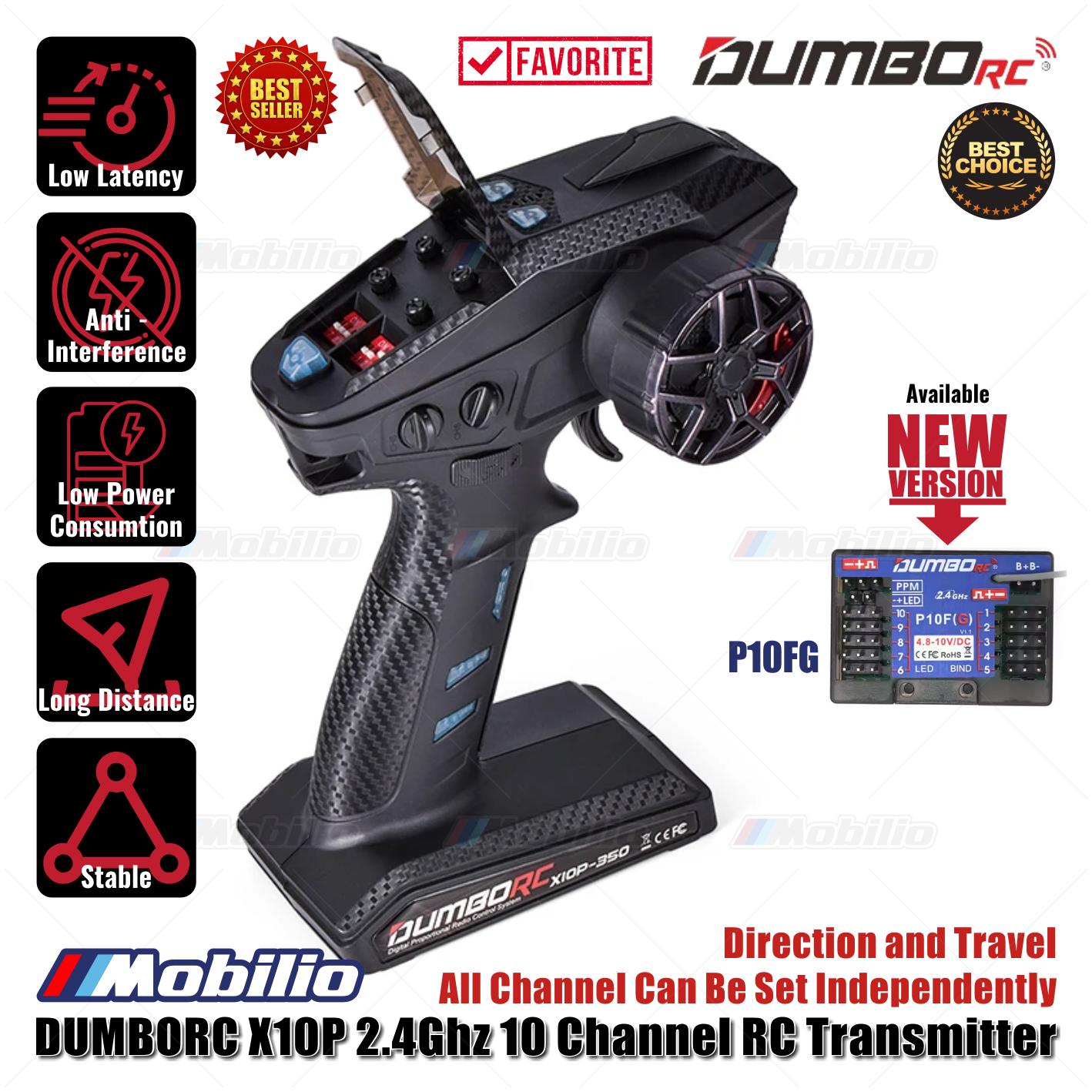 Dumborc X10P-350 10 Channel 2.4GHZ Transmitter with Receiver P10F P10FG P6DC Waterproof Version Available for Remote Control Car Boat Tank All Types of RC Models