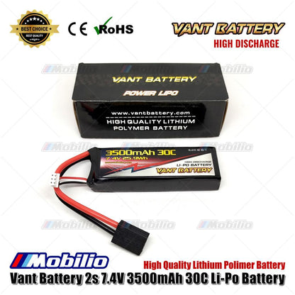 Baterai Vant 2s 7.4V 3500mAh 30C Li-Po Konektor TRX Kualitas Tinggi untuk Mobil RC Traxxas