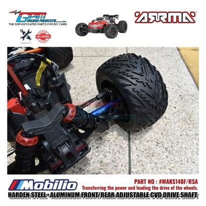 GPM Part #MAKS148F/RSA Hard Steel+Aluminum Front/Rear Adjustable CVD Drive Shaft RC Upgrade Arrma Kraton 4X4 4S BLX