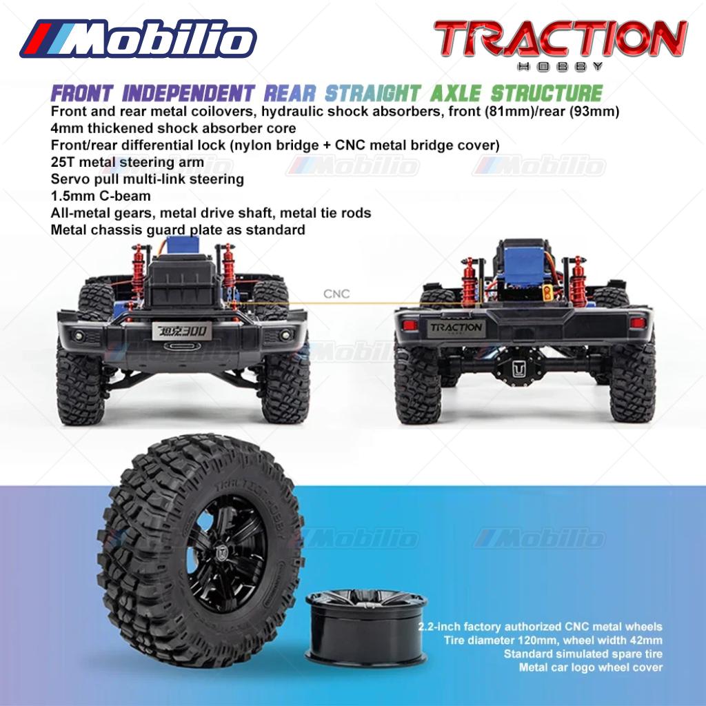 Traction Hobby TANK 300 HS 1/8 Skala Bodi Keras TANK300-HS RC Mobil Crawler Petualangan RTR Remote Control
