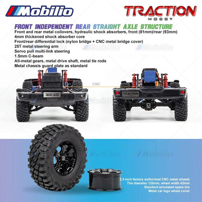 Traction Hobby TANK 300 HS 1/8 Skala Bodi Keras TANK300-HS RC Mobil Crawler Petualangan RTR Remote Control