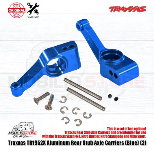 Traxxas Part #1952X Aluminum Rear Stub Axle Carriers Blue for Slash Rustler