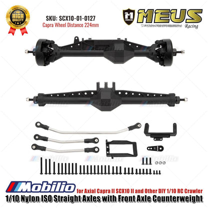 Gandar Lurus ISO Nilon 1/10 MEUS Racing dengan Penyeimbang Gandar Depan untuk Axial Capra II SCX10 II dan Crawler RC 1/10 DIY Lainnya