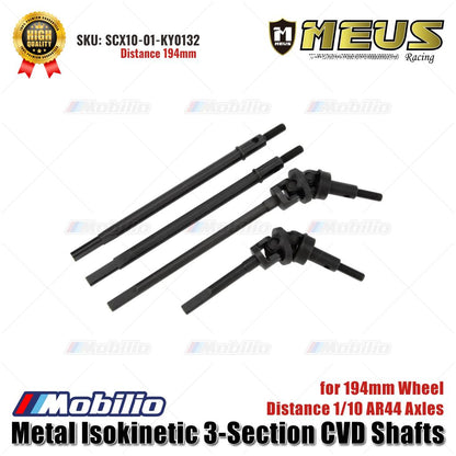 MEUS Racing Poros CVD Isokinetik Logam 3 Bagian untuk Jarak Roda 194mm/224mm Gandar Capra AR44/AR45 1/10