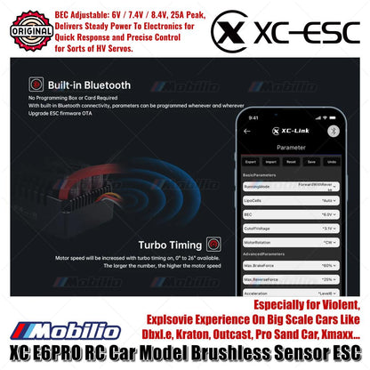 XC-ESC E6 PRO Brushless Sensored ESC untuk Mobil RC LiPo 3-8S 300A Berkelanjutan BEC 8A Puncak 25A