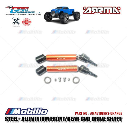 GPM Part #MAB108FRS Steel+Aluminium Front/Rear CVD Drive Shaft RC Upgrade Arrma Big Rock Vorteks Truck
