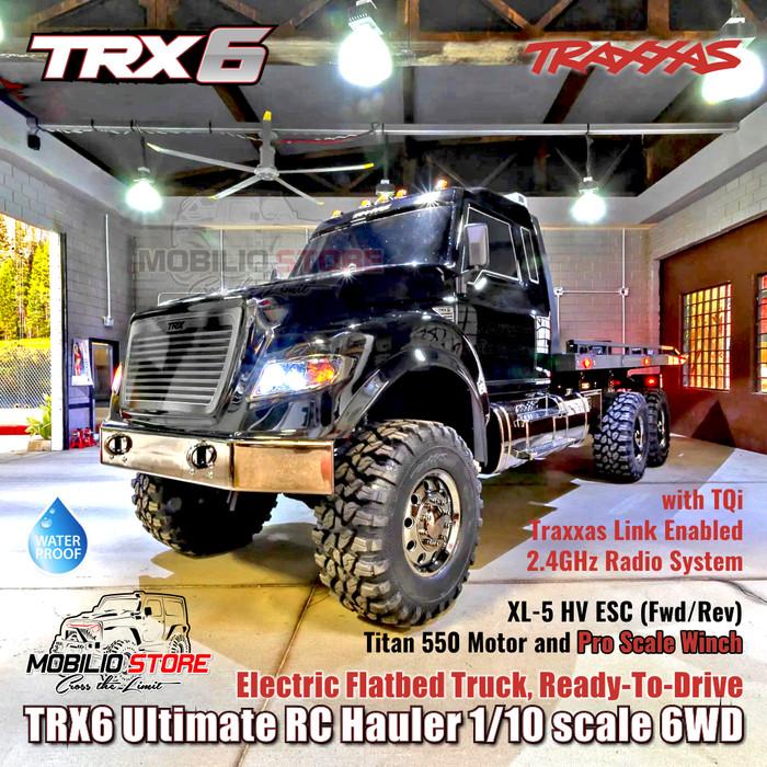 Traxxas 88086-84 TRX6 Ultimate RC Hauler skala 1/10 6WD Truk Bak Datar Elektrik Tanpa Klip