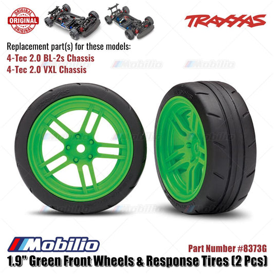 Traxxas Part #8373G 1.9" Green Front Wheels & Response Tires 2 Pcs for RC 4-Tec 2.0 Chassis
