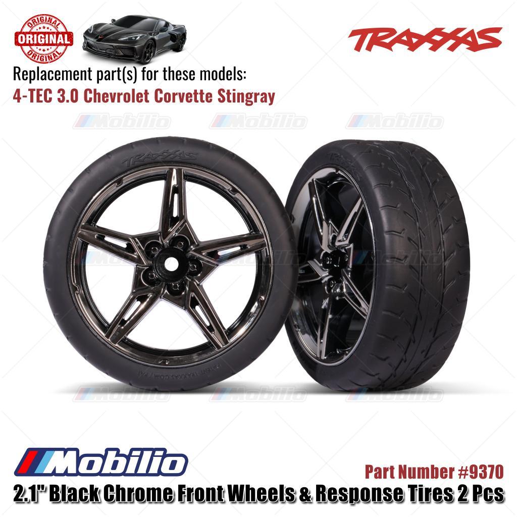 Traxxas Part #9370 2.1" Black Chrome Front Wheels & Response Tires 2 Pcs RC Chevrolet Corvette Stingray
