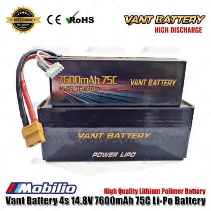 Vant Battery Lipo 4S 14.8V 7600 mAh 75C Baterai RC Lithium Polimer