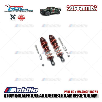 GPM Part #MAS100F Aluminum Front Adjustable Dampers 100mm Arrma Senton 6S BLX Short Course
