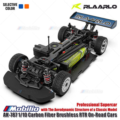 Rlaarlo AK-787 Mobil Supercar Profesional Serat Karbon Tanpa Sikat RTR 2.4GHz Mobil On-Road Kendali Jarak Jauh