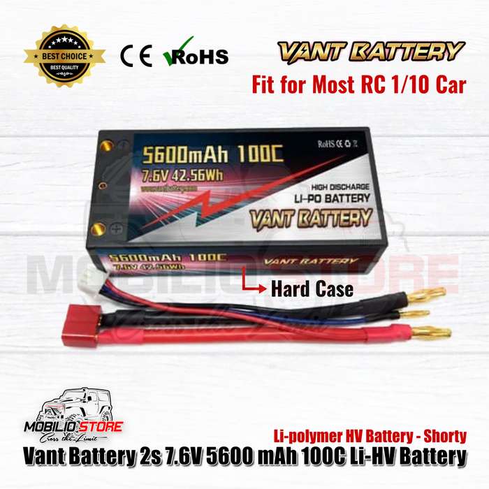 Baterai Vant 2S 7.6V 5600 mAh 100C Li-HV Li-Polimer HV Shorty