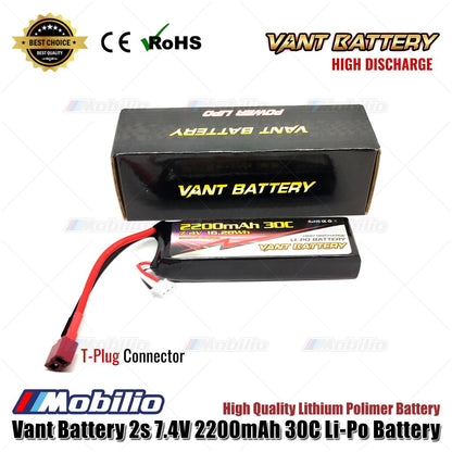 Baterai Vant 7.4V 2S 2200mAh 30C Lithium Polimer LiPo Soft Case