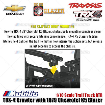 Traxxas 82276-4 TRX-4 1979 Chevrolet K5 Blazer 4X4 Skala 1/10 Truk Trail TRX4 RC Crawler Petualangan Tanpa Klip