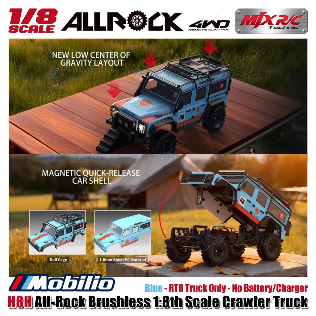 MJX H8H All-Rock Brushless 1:8th Scale Crawler Truck AllRock 4WD Biru RTR