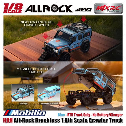 MJX H8H All-Rock Brushless 1:8th Scale Crawler Truck AllRock 4WD Biru RTR