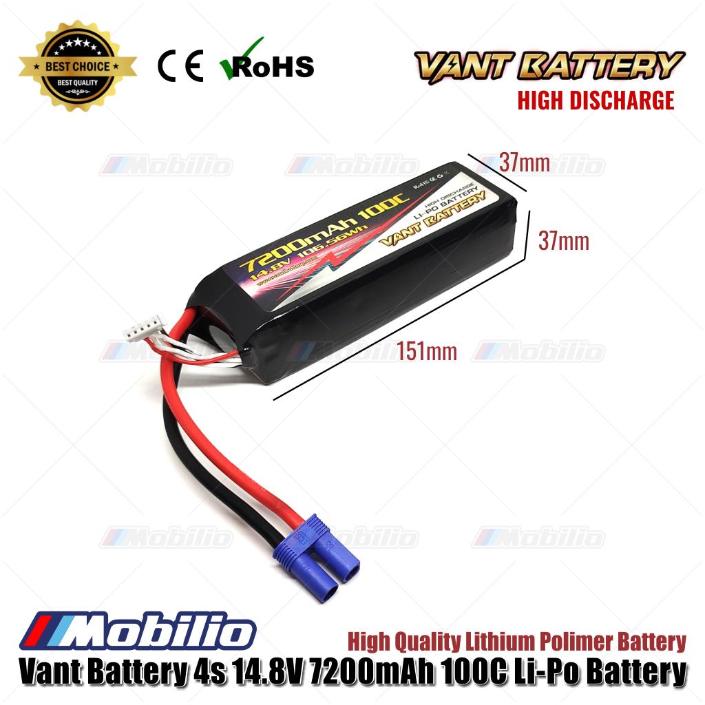 Baterai Vant 4S 14,8V 7200 mAh 100C Litium Polimer Soft Case